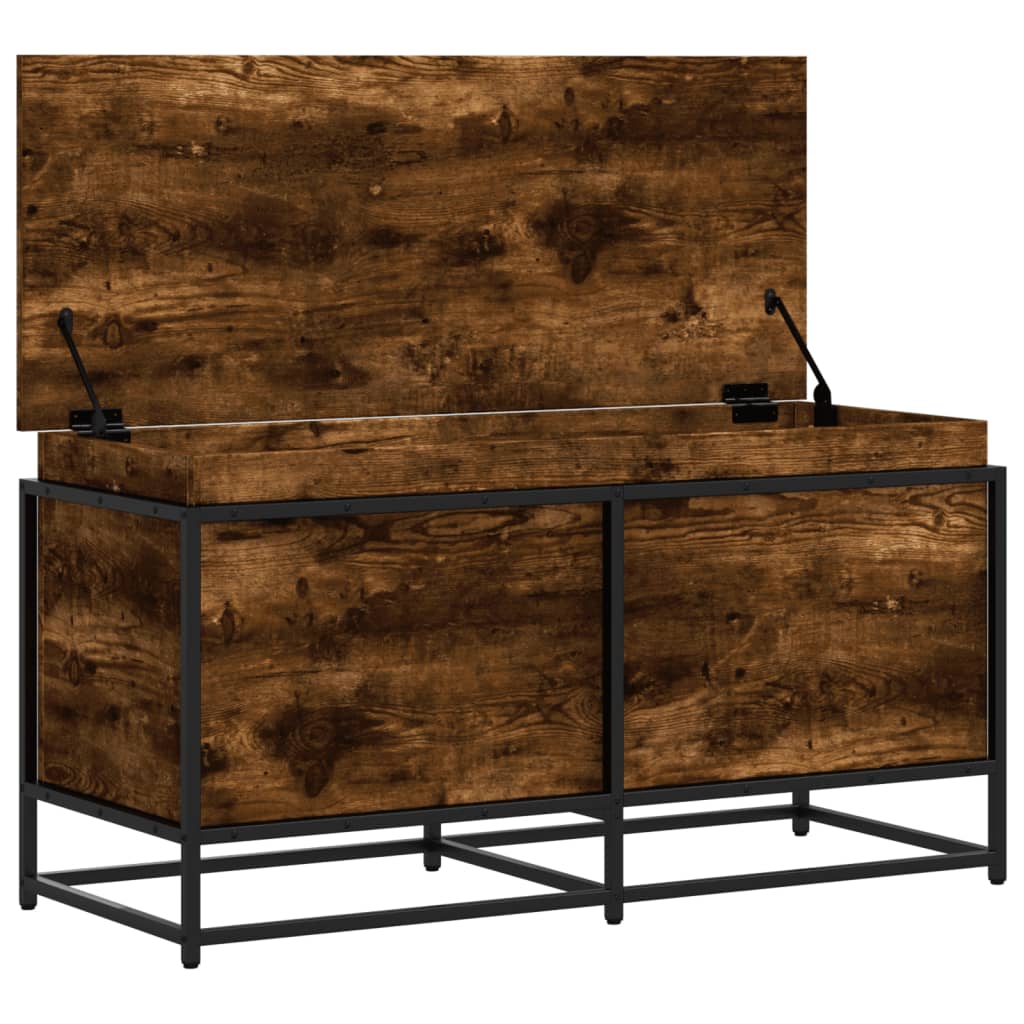 opbevaringsboks med låg 100x40x51,5 cm konstrueret træ røget eg