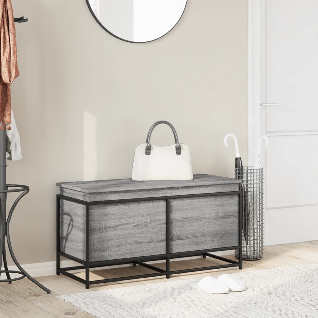 opbevaringsboks m. låg 100x40x51,5 cm konstrueret træ grå eg