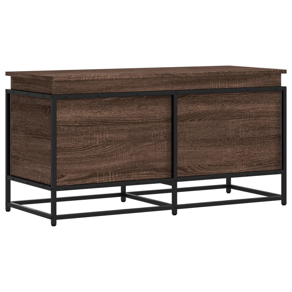 opbevaringsboks med låg 100x40x51,5 cm konstrueret træ brunt eg