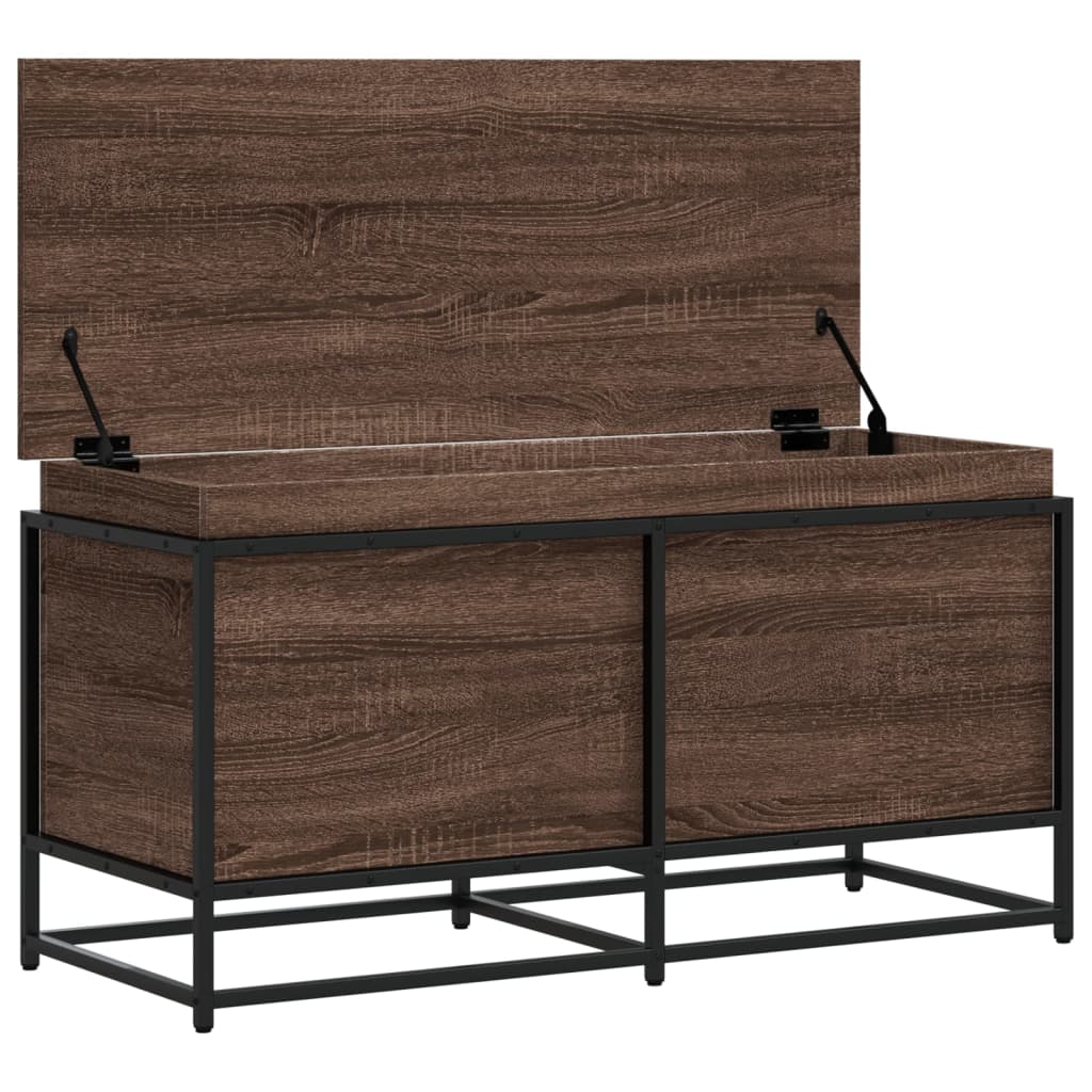 opbevaringsboks med låg 100x40x51,5 cm konstrueret træ brunt eg