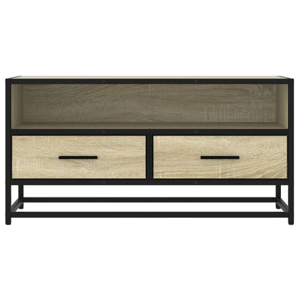 tv-bord 80x34,5x40 cm konstrueret træ og metal sonoma-eg