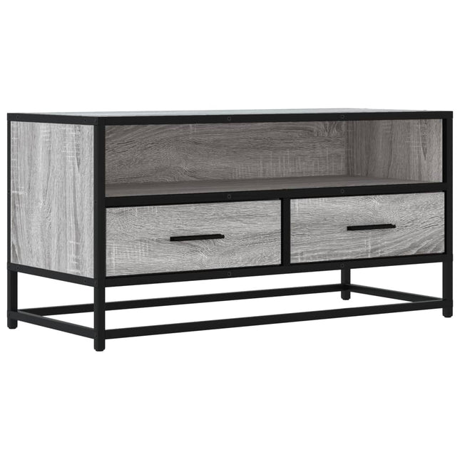 tv-bord 80x34,5x40 cm konstrueret træ og metal grå sonoma-eg