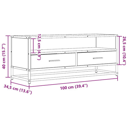 tv-bord 100x34,5x40 cm konstrueret træ og metal sort