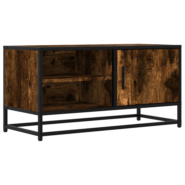 tv-bord 80x34,5x40 cm konstrueret træ metal røget egetræsfarve