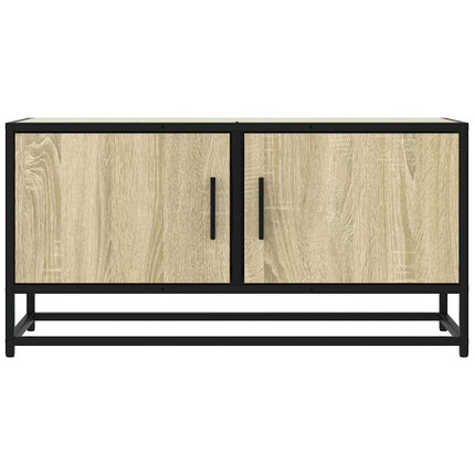 tv-bord 80x34,5x40 cm konstrueret træ og metal sonoma-eg