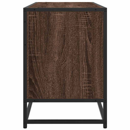 tv-bord 100x35x50 cm konstrueret træ og metal brun egetræsfarve