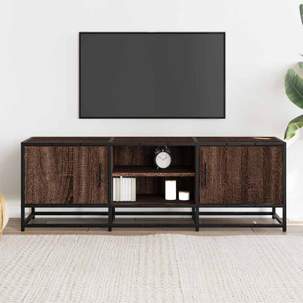 tv-bord 120x35x41 cm konstrueret træ og metal brun egetræsfarve