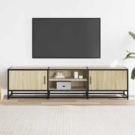tv-bord 160x35x41 cm konstrueret træ og metal sonoma-eg