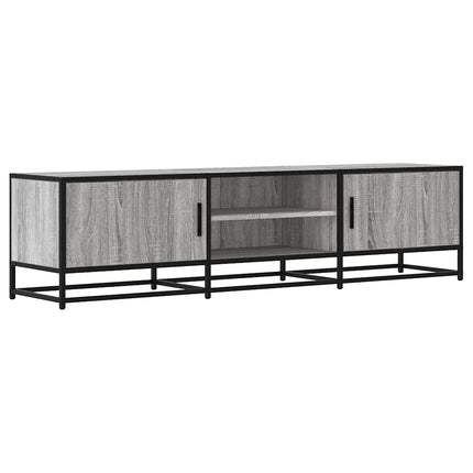tv-bord 160x35x41 cm konstrueret træ og metal grå sonoma-eg