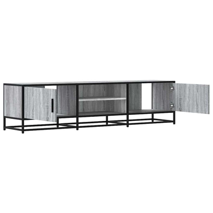 tv-bord 160x35x41 cm konstrueret træ og metal grå sonoma-eg