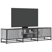 tv-bord 160x35x41 cm konstrueret træ og metal grå sonoma-eg