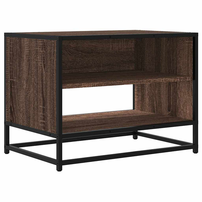 tv-bord 61x40x46 cm konstrueret træ og metal brun egetræsfarve