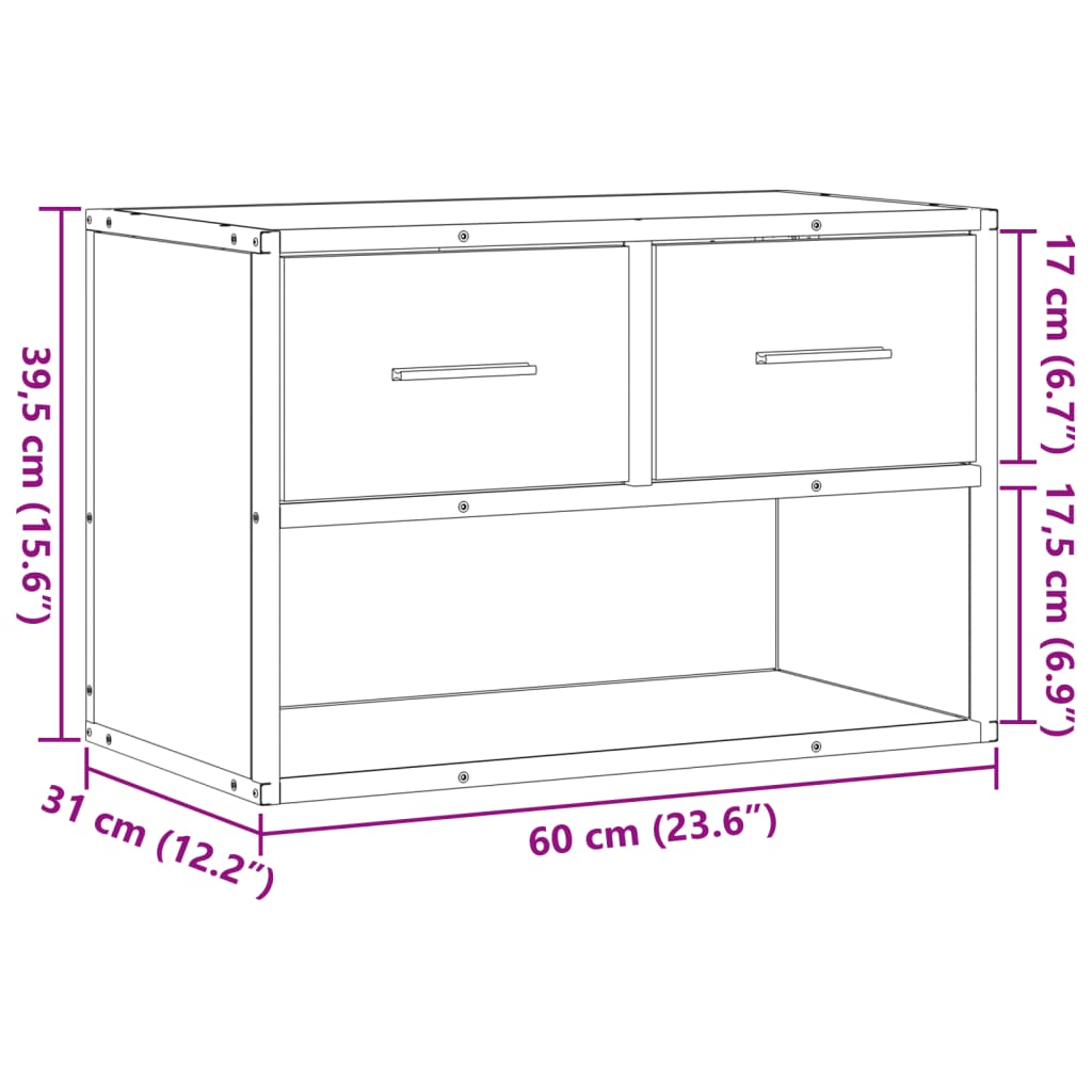tv-bord 60x31x39,5 cm konstrueret træ og metal sort