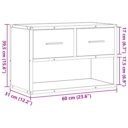 tv-bord 60x31x39,5 cm konstrueret træ og metal sonoma-eg
