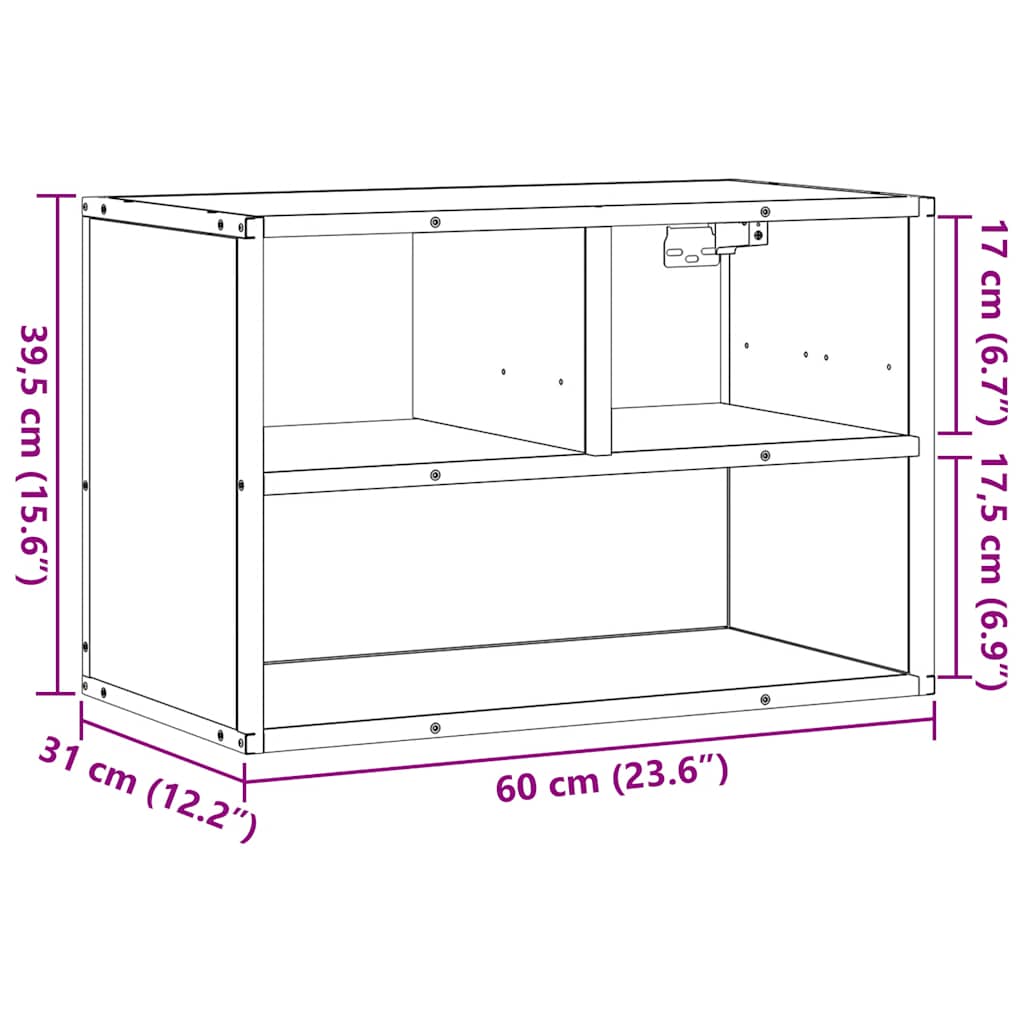 tv-bord 60x31x39,5 cm konstrueret træ og metal sort