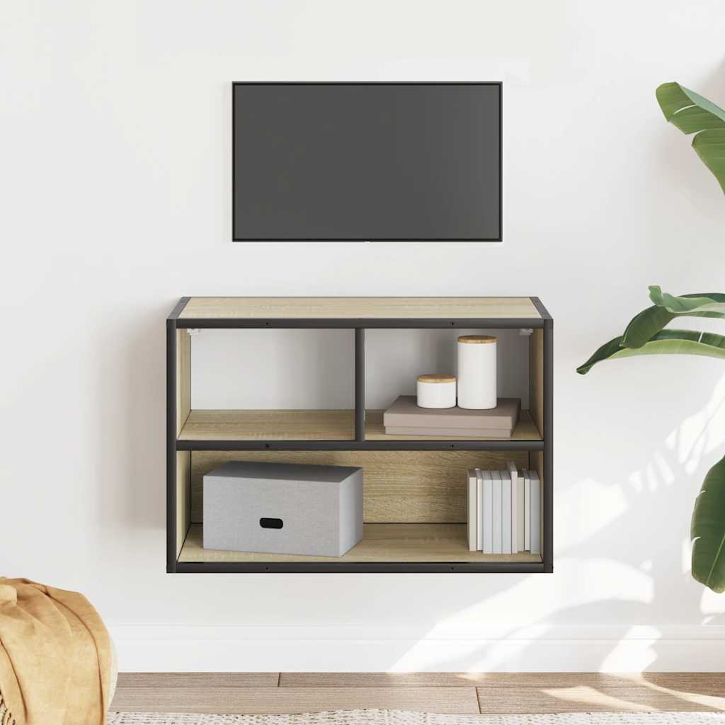 tv-bord 60x31x39,5 cm konstrueret træ og metal sonoma-eg