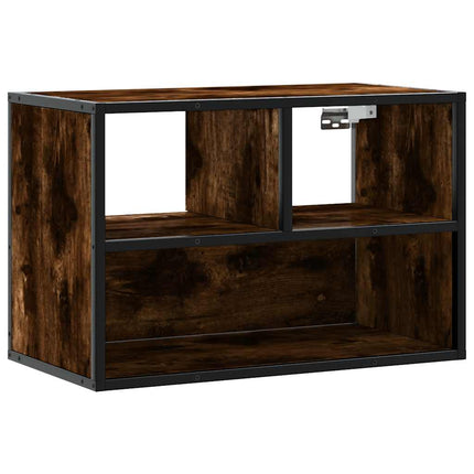 tv-bord 60x31x39,5 cm konstrueret træ og metal røget egetræ