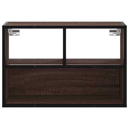 tv-bord 60x31x39,5 cm konstrueret træ og metal brunt eg