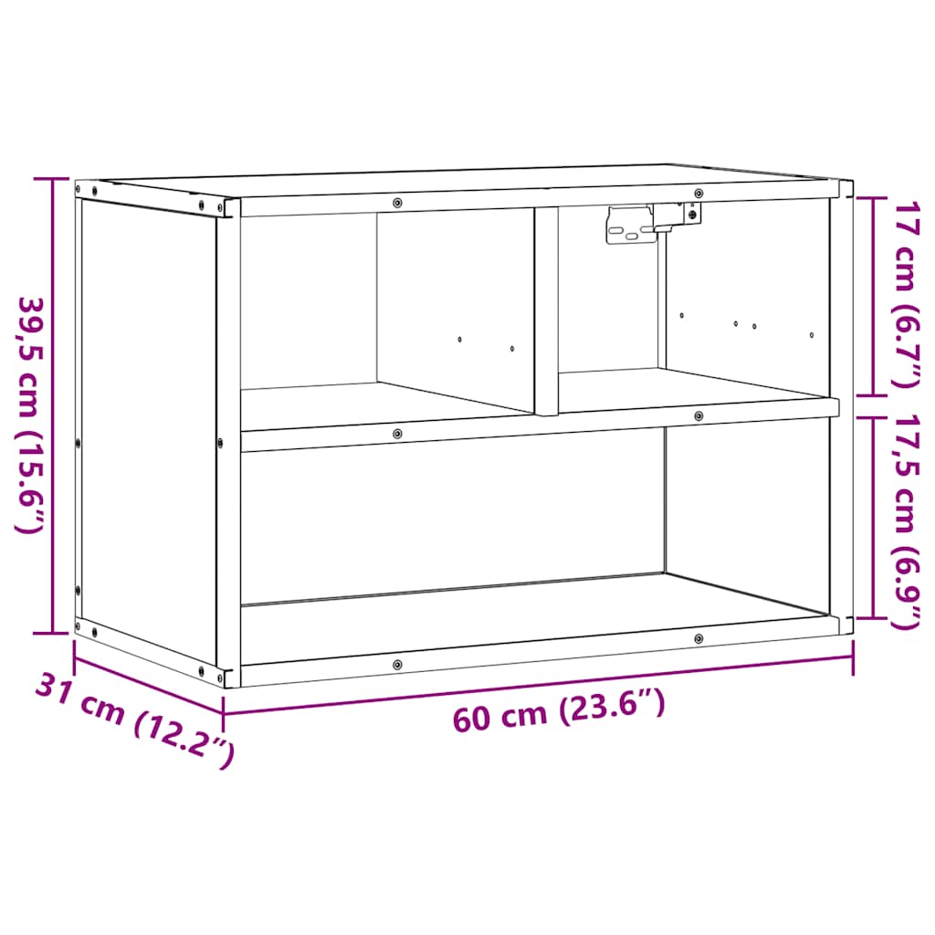 tv-bord 60x31x39,5 cm konstrueret træ og metal brunt eg