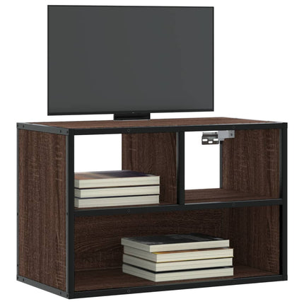 tv-bord 60x31x39,5 cm konstrueret træ og metal brunt eg