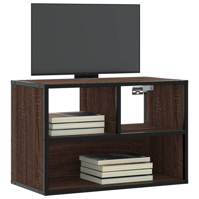 tv-bord 60x31x39,5 cm konstrueret træ og metal brunt eg