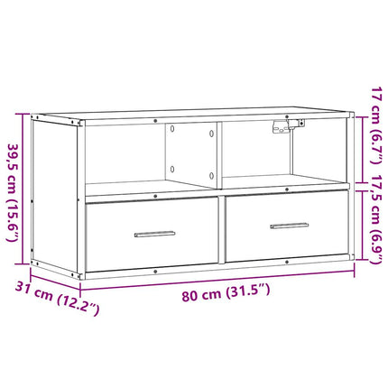 tv-bord 80x31x39,5 cm konstrueret træ og metal grå sonoma-eg