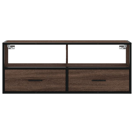 tv-bord 100x31x39,5 cm konstrueret træ og metal brunt eg