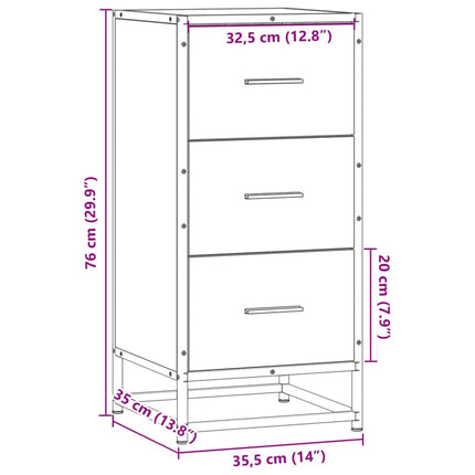skab 35,5x35x76 cm konstrueret træ og metal røget egetræsfarve