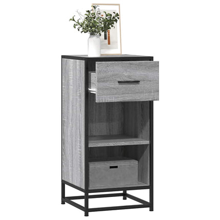 skab 35,5x35x76 cm konstrueret træ og metal grå sonoma-eg