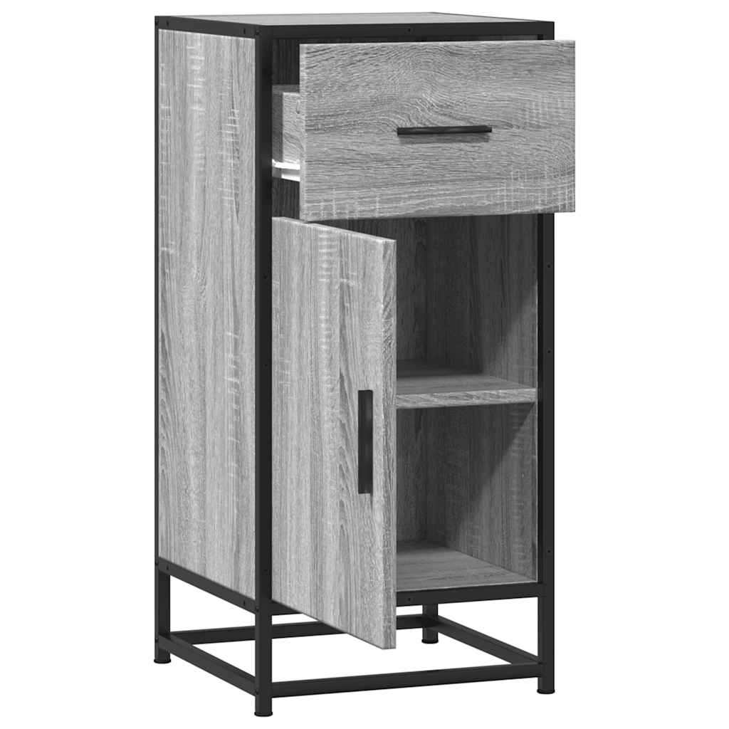 skab 35,5x35x76 cm konstrueret træ og metal grå sonoma-eg
