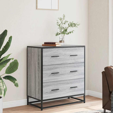 skab 68x35x76 cm konstrueret træ og metal grå sonoma-eg