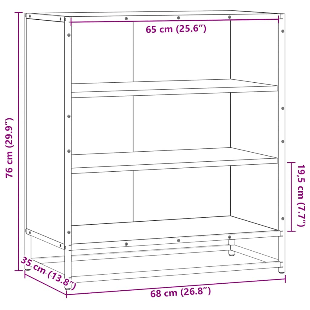 skab 68x35x76 cm konstrueret træ og metal grå sonoma-eg