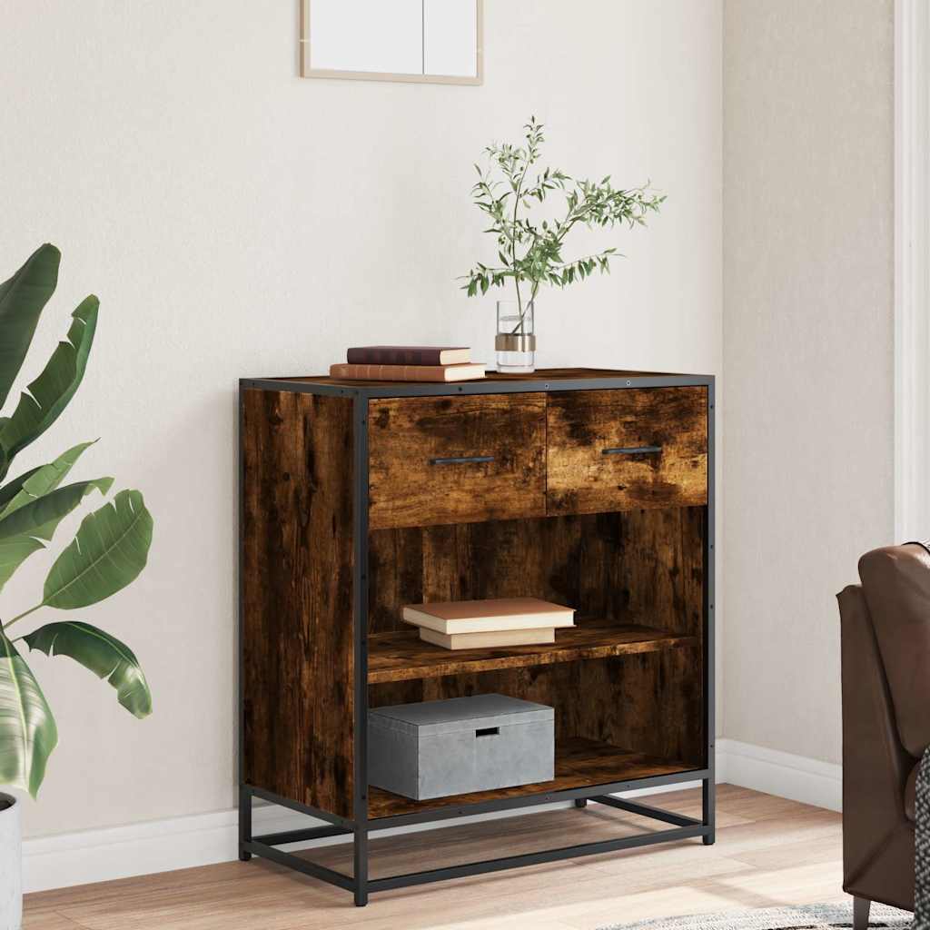 skab 68x35x76 cm konstrueret træ røget egetræsfarve
