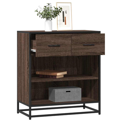 skuffeskab 68x35x76 cm konstrueret træ brun egetræsfarve