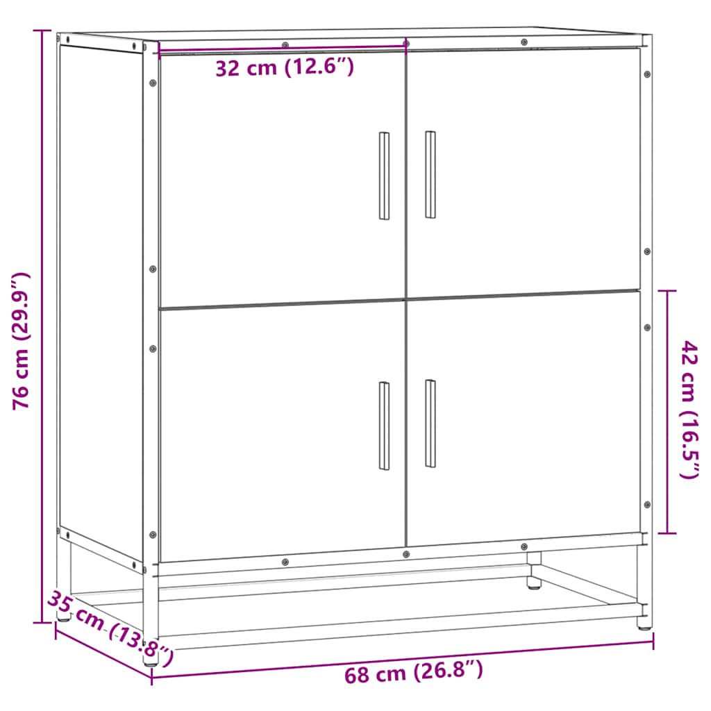 skab 68x35x76 cm konstrueret træ sonoma-eg