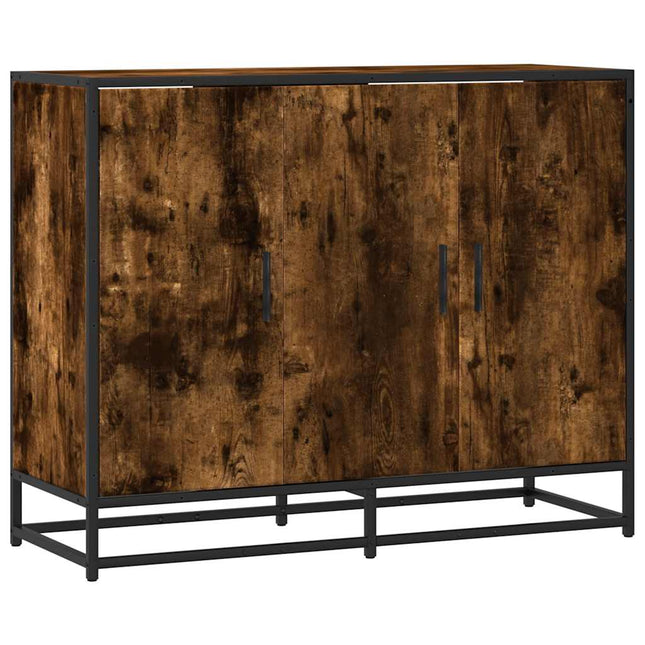 skænk 94x35x76 cm konstrueret træ røget egetræsfarve
