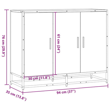 skænk 94x35x76 cm konstrueret træ røget egetræsfarve
