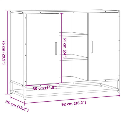 skænk 92x35x76 cm konstrueret træ røget egetræsfarve