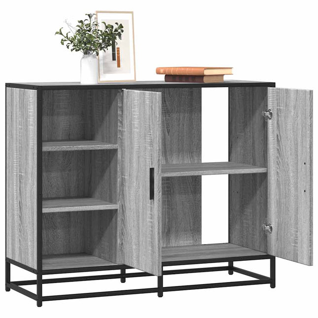 skænk 92x35x76 cm konstrueret træ grå sonoma-eg
