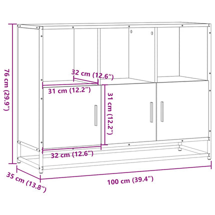 skab 100x35x76 cm konstrueret træ sort