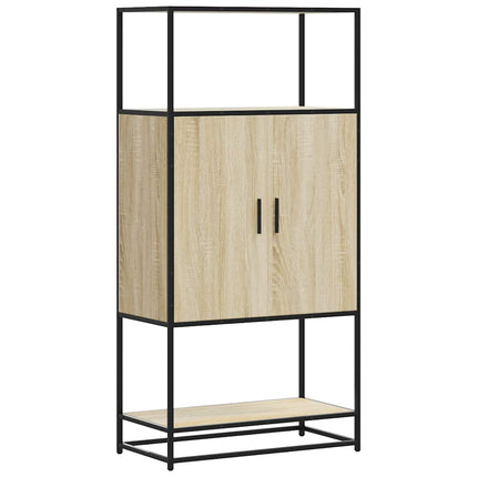 skab sonoma-eg 68x35x139 cm konstrueret træ og metal