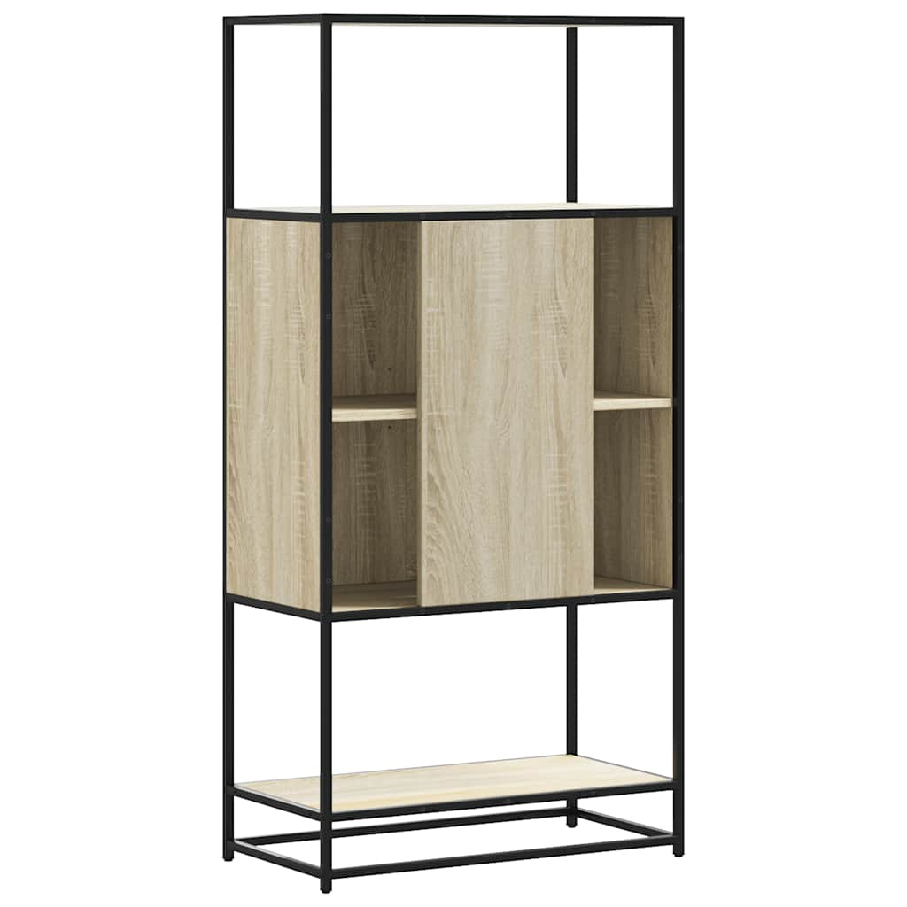 skab sonoma-eg 68x35x139 cm konstrueret træ og metal