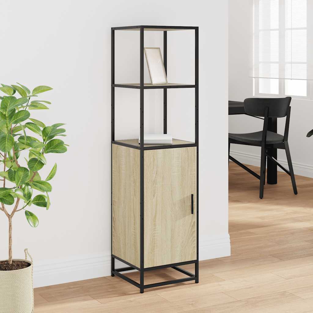 skab sonoma-eg 35,5x35x139 cm konstrueret træ og metal