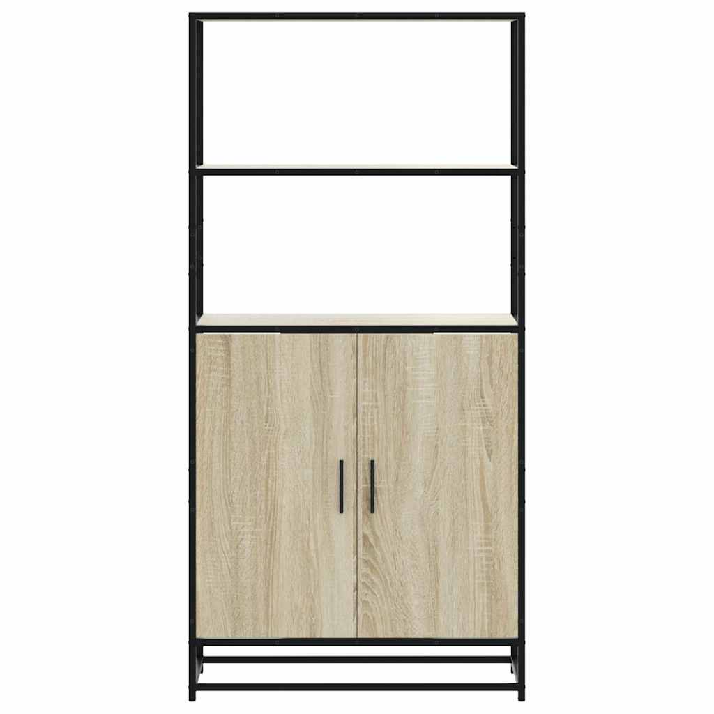 skab sonoma-eg 68x35x139 cm konstrueret træ og metal