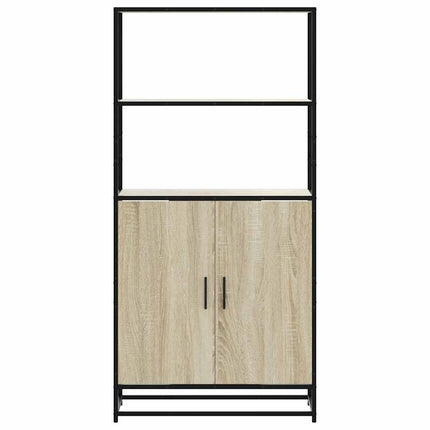 skab sonoma-eg 68x35x139 cm konstrueret træ og metal