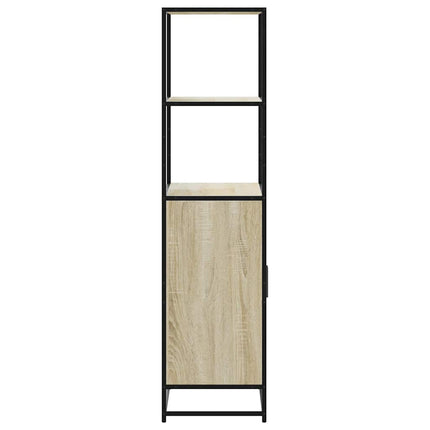 skab sonoma-eg 68x35x139 cm konstrueret træ og metal
