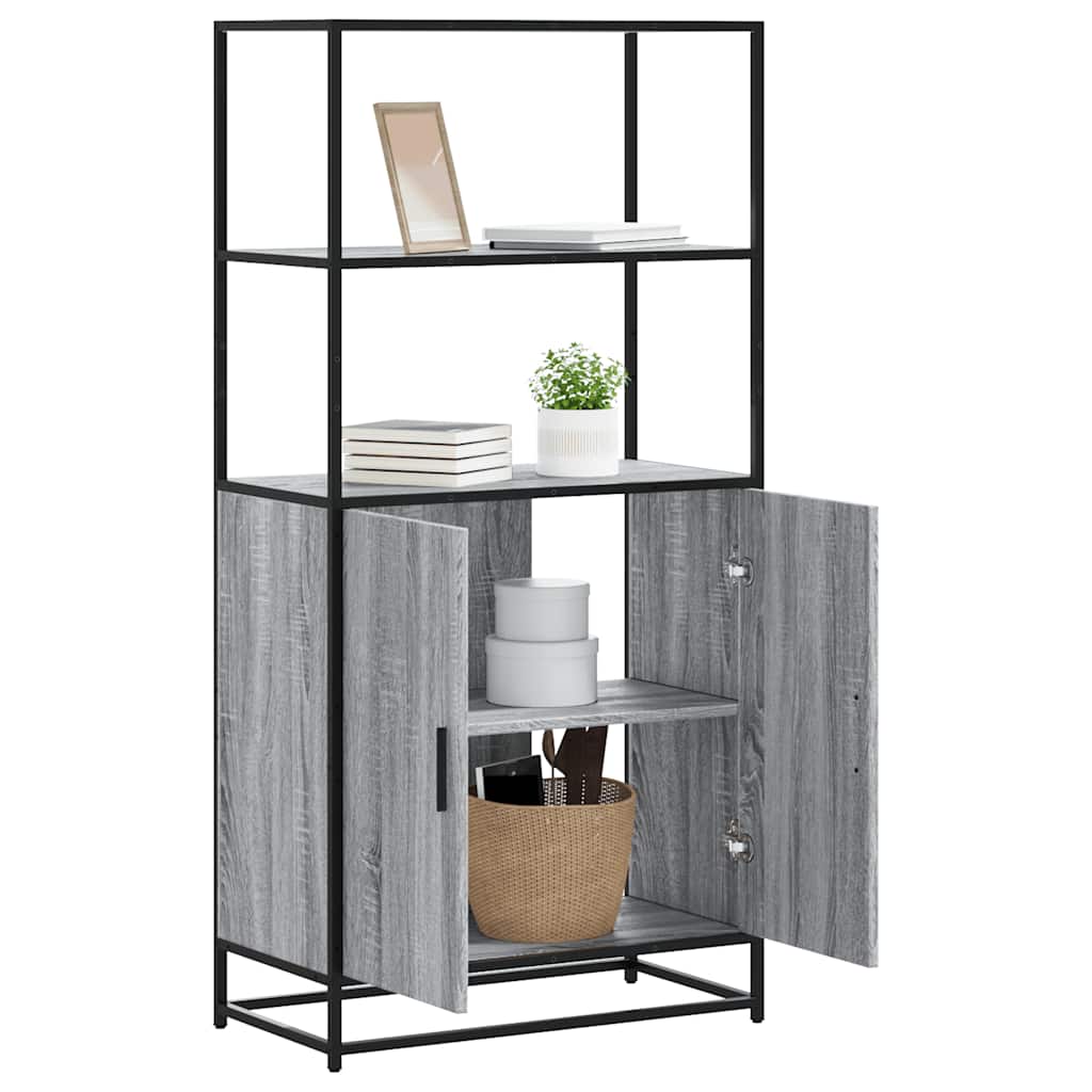 skab 68x35x139 cm konstrueret træ grå sonoma-eg og metal