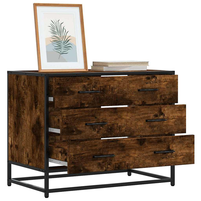 kommode 70x41x56 cm konstrueret træ røget egetræsfarve