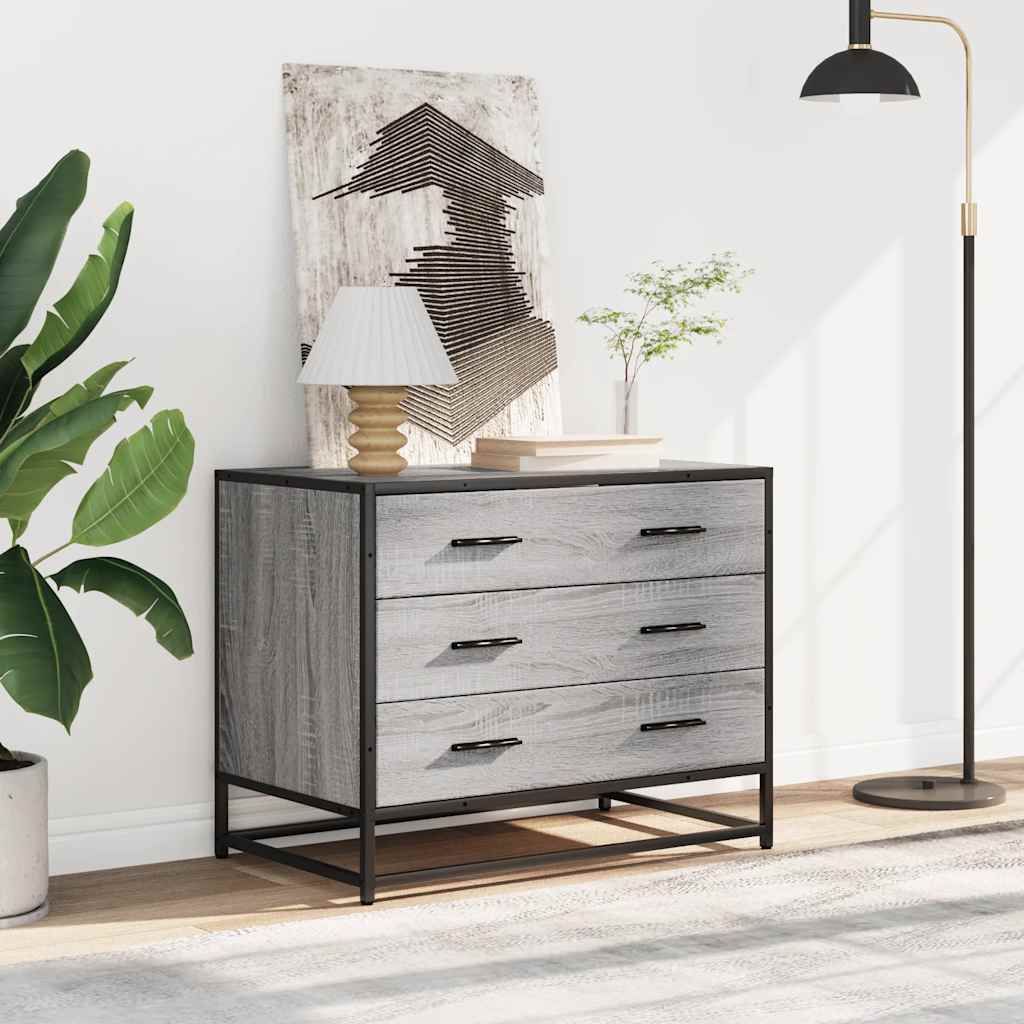 kommode 70x41x56 cm konstrueret træ grå sonoma-eg