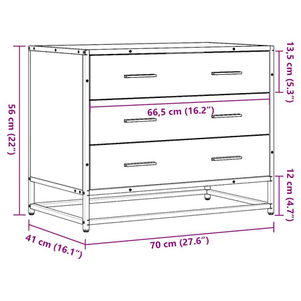 kommode 70x41x56 cm konstrueret træ grå sonoma-eg